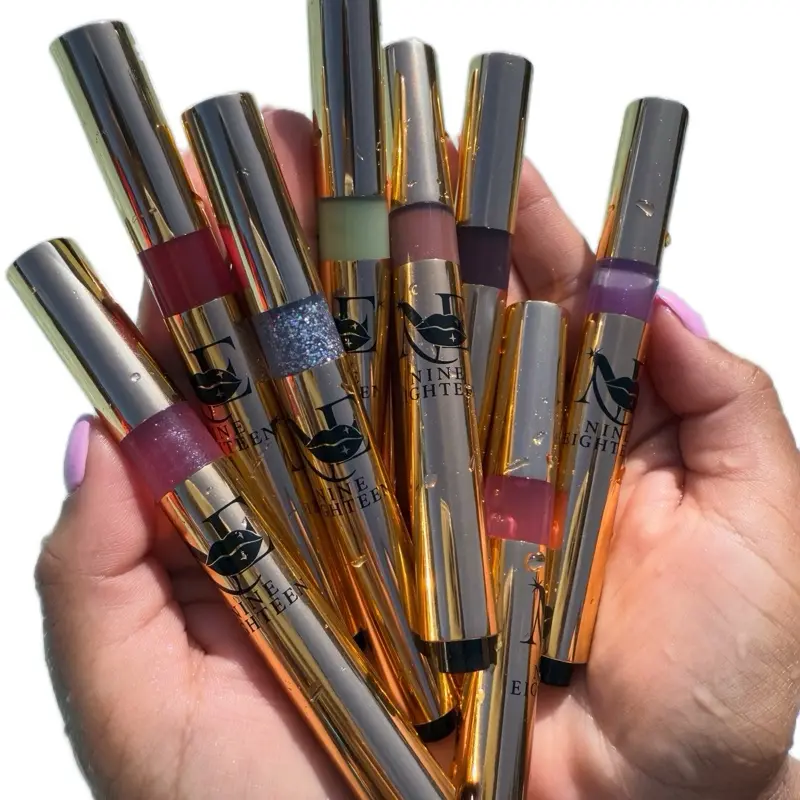 Nine Eighteen Organic Lip Gloss - Long Lasting Glossy Lipstick Makeup Cosmetic with Unique Design Features & Gold-Tone Packaging for Radiant Shine