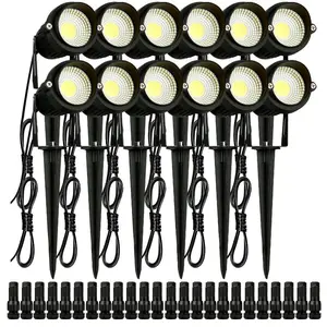 fathersdaygift VEVOR Landscape Lighting, 6W Low Voltage LED Landscape Lights, IP66 Waterproof Landscape Spotlights Yard Lawn Garden Pathway Outdoor Lights 12V 24V 450LM Warm White 3000K (12 Pack with Connectors)