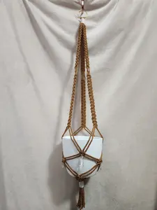 Esthetic Collection- "Iced Coffee" beaded macrame plant hanger