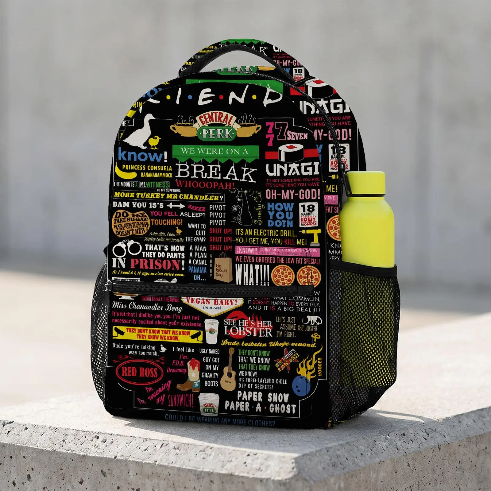 Friends Cute Cartoon School Backpack for Teen Boys | Aesthetic Print Bookbag for Kids & Students | Large Capacity Casual Daypack