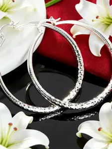 Elegant 925 Silver Plated Hoop Earrings for Women, Fashionable and Trendy, Perfect for Daily Wear and Vacations, Ideal Valentine's Gift