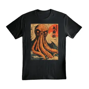Cthulhu Shirt Japanese, Clothing Octopus, Vintage Graphic, High Quality, Trending Clothes, Vintage Style, Trendy Clothing, Sports, Gift for friends, Street style, Many Colors Size S To XL, Tiktok Shop