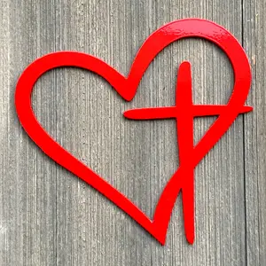 Heart and Cross Metal Sign Cutout - Heart Cross Metal Sign - Perfect for Christian Home Decor or as a Unique Wedding Gift