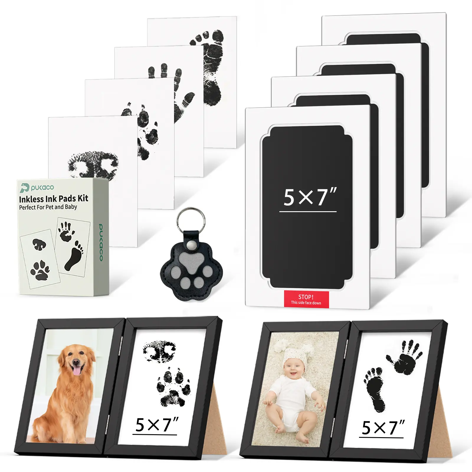 Pukaco Extra Large Clean-Touch Inkless Ink Pad Kit for Pets and Babies - Inkless Paw Print Capture - No Mess - Easy Combine Press Lift - Perfect for Pet Lovers