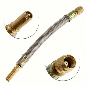 15cm Car Tire Valve Extension Tube, Stainless Steel Braided Inflator Mouth Extender, Suitable for Auto Repair Tools, Truck Accessories, Air Pump Accessories