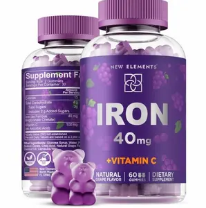 Iron Gummies 40mg with Vitamin C 100mg – Best Iron Supplement for Women, Men & Adults – Free Blood Builder for Anemia – Immune Support & Energy Booster | Fruit Pectin | Vegan | Non-GMO