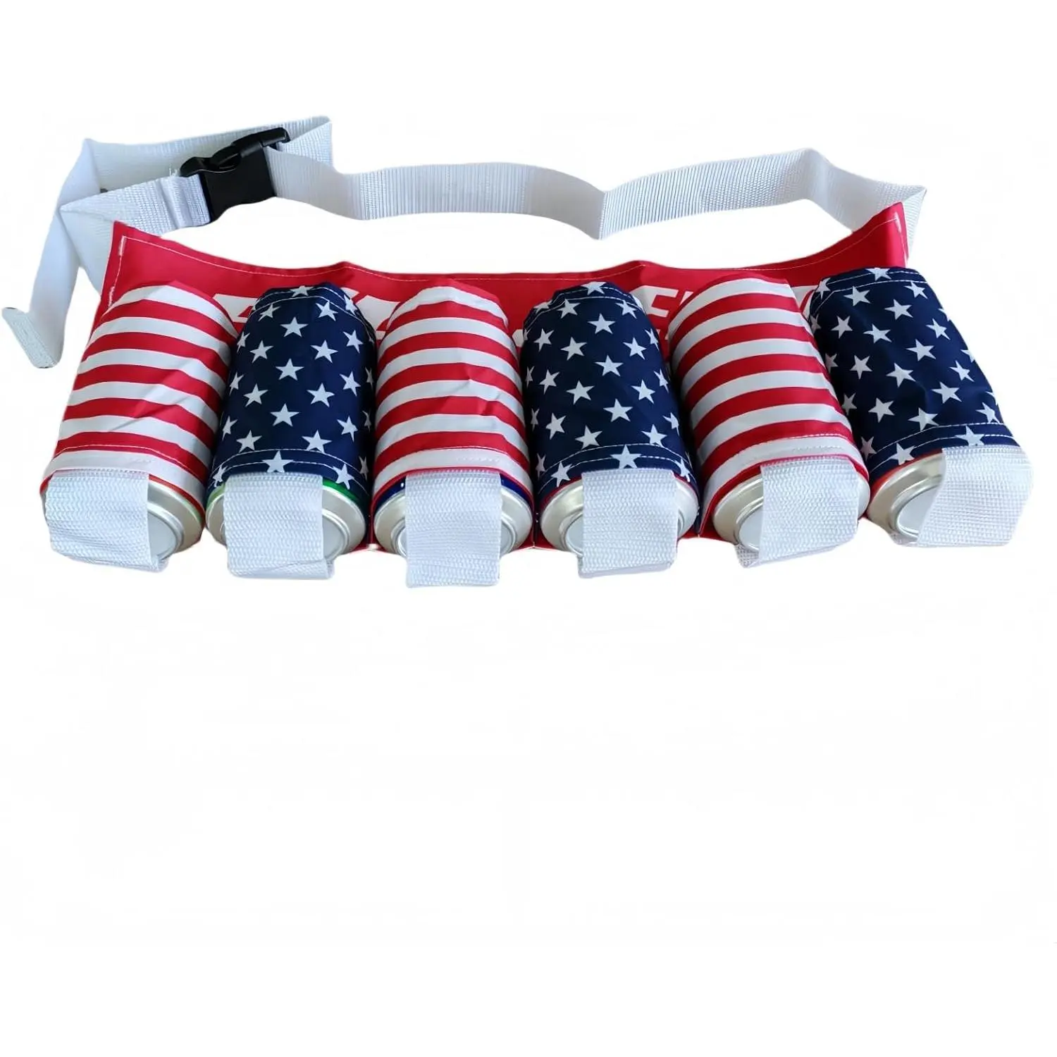 6 Pack  Belt, Fourth of July  Patriotic   for Men,  Holster Beverage Soda Belt Holder for Women, Adjustable   Pack for Parties and Picnic (Style-4)