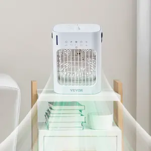VEVOR Portable Air Conditioner, 4-in-1 Evaporative Air Cooler, 3-Speed Mini Air Conditioner with 0-7H Smart Timer, 700ml Water Tank, 7-Color Light, Personal Mini Desk AC Fan for Bedroom Office Room
