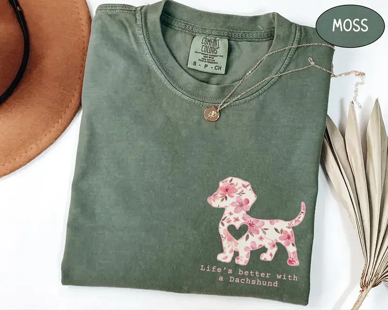 [Sale Up To 50%] Comfort Colors Dachshund Shirt, Floral Doxie Mom Shirt, Cute Doxie T-Shirt, Doxie Mama Shirt, Dog Mama Gift For Dog Owner