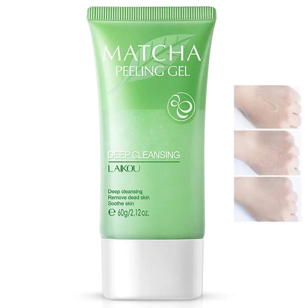 Matcha Facial Scrub Exfoliator Gel, Natural Exfoliating Cleanser, Moisturizing Body Face Scrub Deep Clean for Dry Skin, Blackheads, Face Peeling Gel - Great Gifts For Women & Men