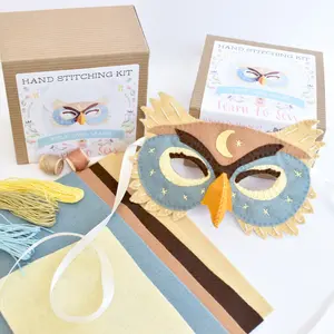 DelilahIris DIY Felt Owl Mask Craft Kit - Learn To Sew & Embroider Create Handmade Costumes