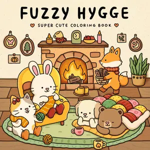Fuzzy Hygge Coloring Book for Adults & Teens – Cute Cozy Animals, Relaxing Stress Relief Designs (Fuzzy Friends Coloring)