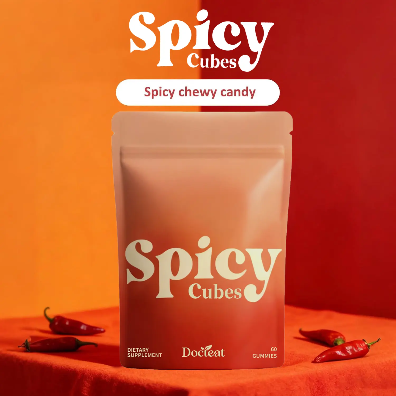 Spicy Cubes Gummies - Spicy Cubes Gummys-Maca Root Extract,L-Theanine,Caffeine & Ginger No Live Cultures 1 Bag/60Gummies -OMG Free DietarySupplement