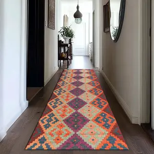 Velvet 850g+ Plastic Bottom Rug, Autumn Winter Ethnic Pattern Kitchen Runner, Christmas Furniture Carpet, Durable Large Size Mat