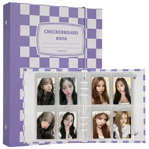 PopKoolShop 4 Checkered A5 Binder Pictures Storage Book Card Holder Photo Album Photocard Collect Organizer Book Gifts Photocard binder kpop binder with 25 acid-free inner pages