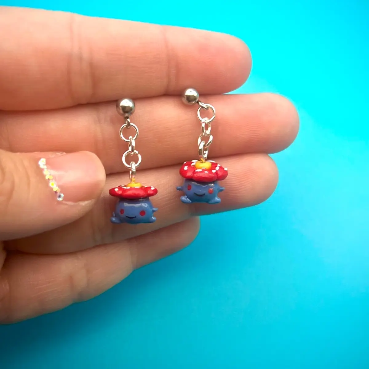Miniature Pokémon Vileplume inspired earrings
