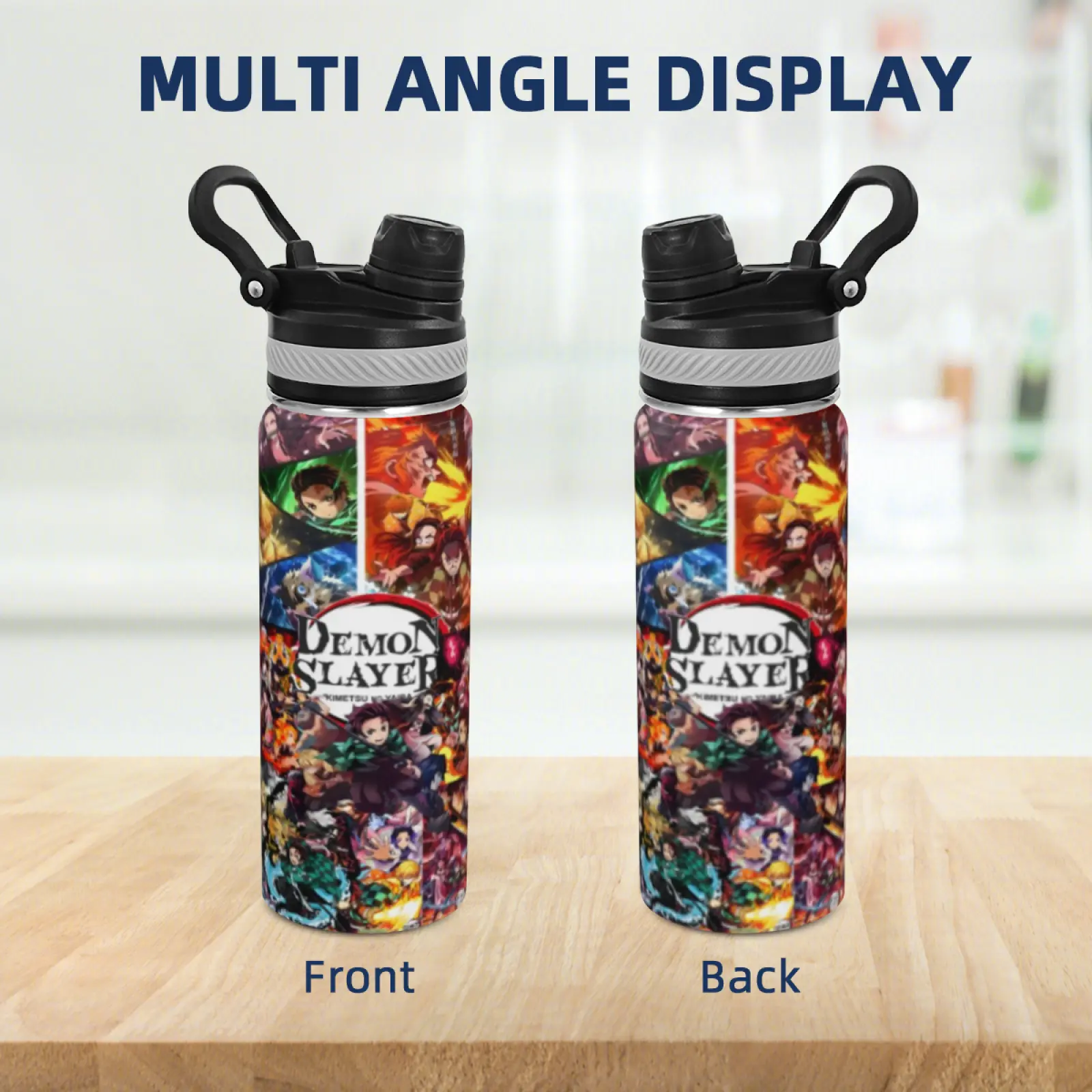 Demon Slayer Kimetsu no Yaiba 20oz Insulated Stainless Steel Tumbler | Durable Vacuum Flask with Folding Straw & Handle | Multi-Purpose Travel Cup for Home, Office, School & On-the-Go | Perfect Gift for Anime Fans