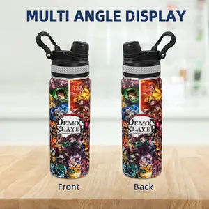 Demon Slayer Kimetsu no Yaiba 20oz Insulated Stainless Steel Tumbler | Durable Vacuum Flask with Folding Straw & Handle | Multi-Purpose Travel Cup for Home, Office, School & On-the-Go | Perfect Gift for Anime Fans