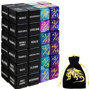 48 PCS MTG Counter Token Dice Abilities Keyword Counters Bulk Creature Stats Buff Magic The Gathering Tokens Dice Set with Bag TCG Card Games Accessories Polyhedral Dice Set