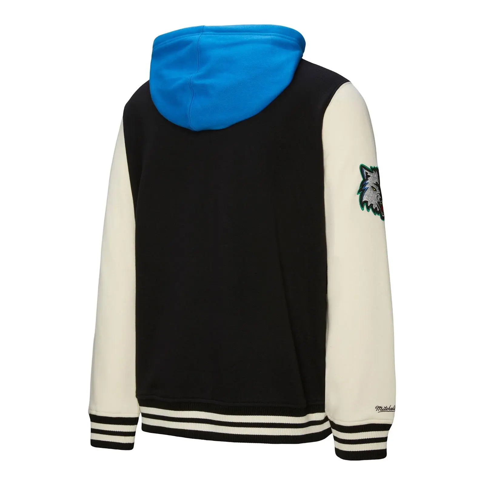 Minnesota Timberwolves Black Courtside Fleece Full-Snap Jacket NBA Throwback Outerwear Vintage Fan Gear Mitchell & Ness