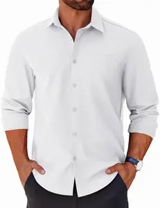 COOFANDY Mens Long Sleeve Button Down Shirts Untucked Shirts for Men Casual Dress Shirts Beach Wedding Shirts, Army Green, Large