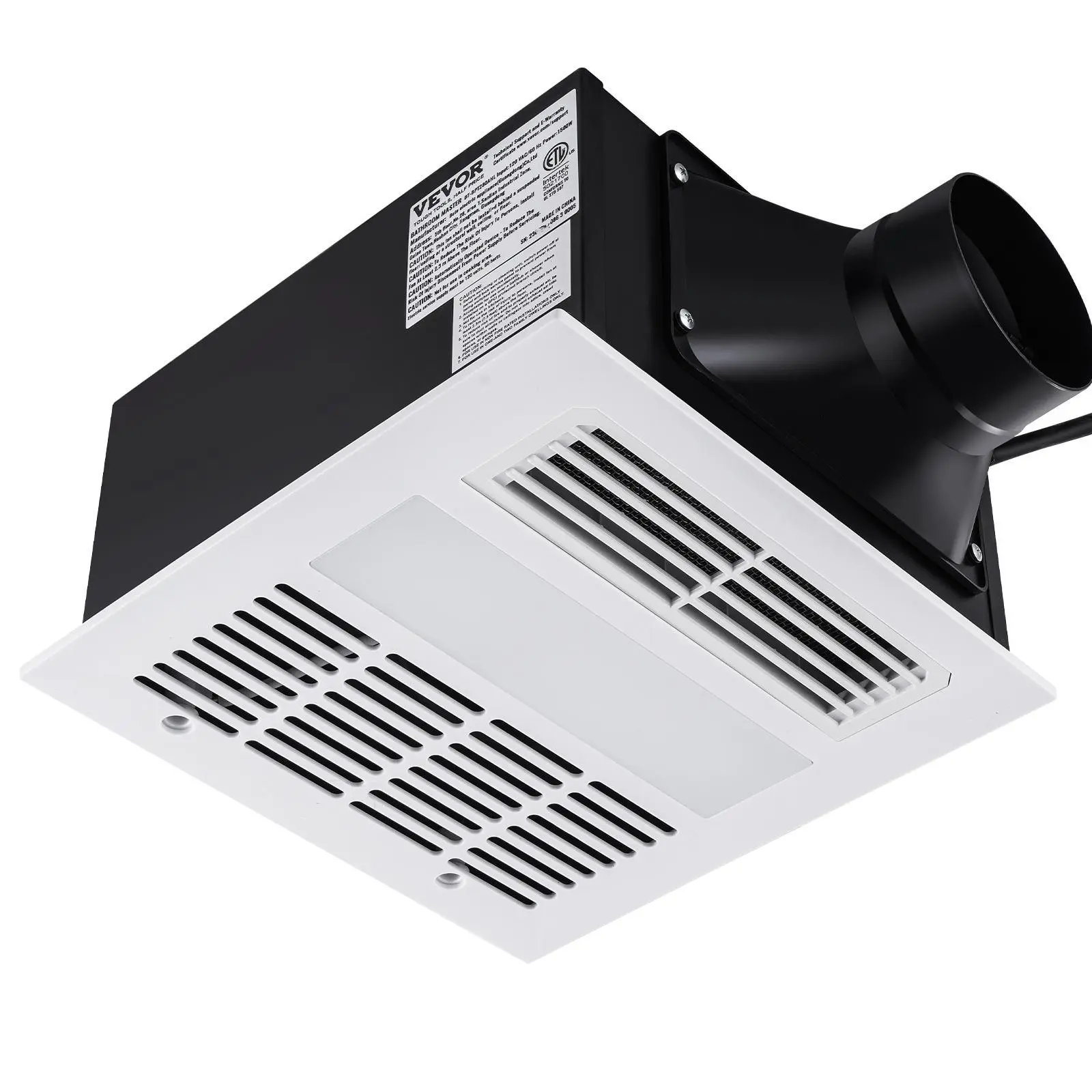【SummerFinds】VEVOR Ceiling Mount Bathroom Exhaust Fan with 110 CFM Airflow, 1500W Ventilation + Heat, 1.5 Sones Low Noise, LED Lighting, Steel Housing, Durable Corrosion-Resistant, Cut-Free Design, 11.3x10.3 In, No Attic Access Needed, for Home Ceilings