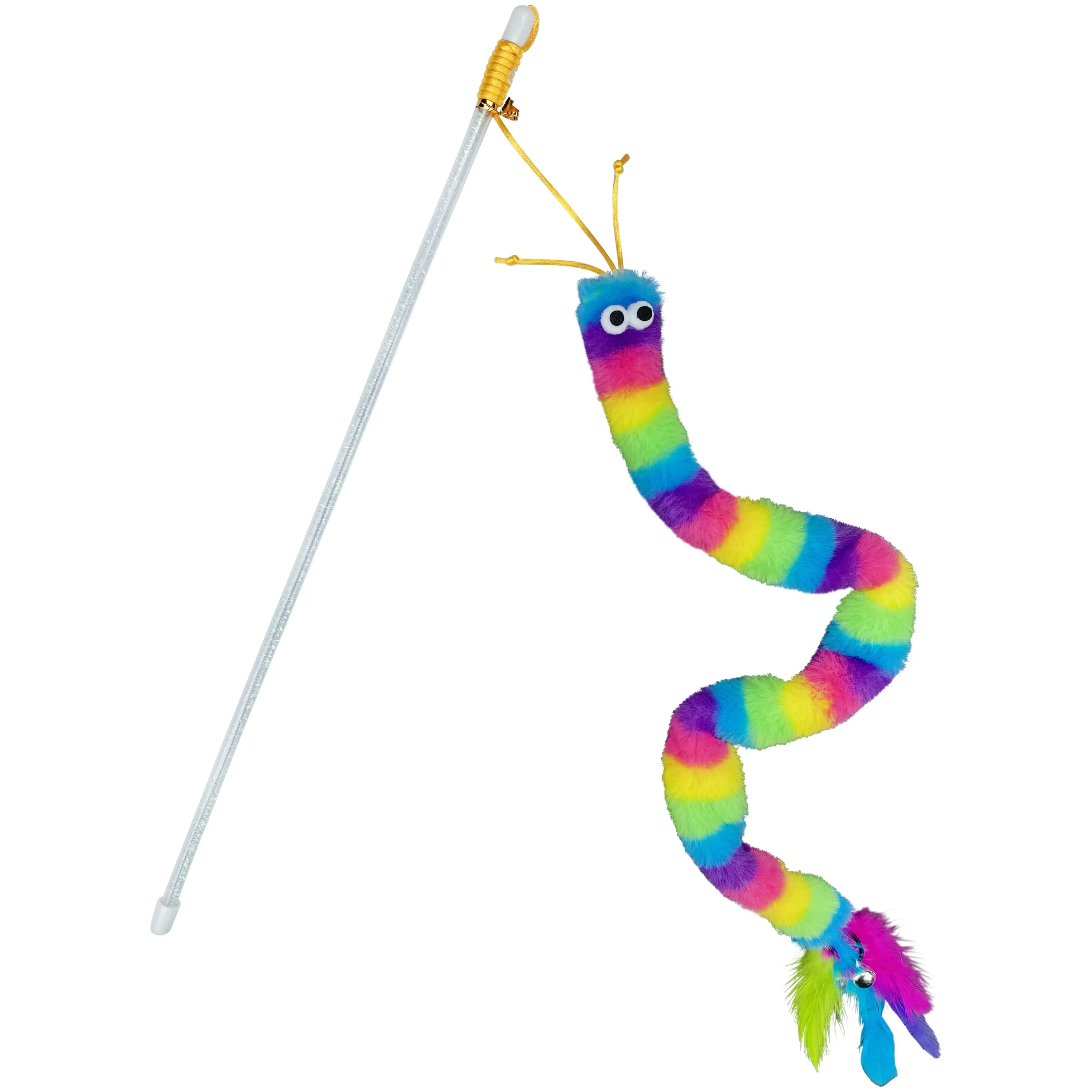 Vibrant Life Rainbow Wand Cat Toy, with Feather and Bell, 1 Pack