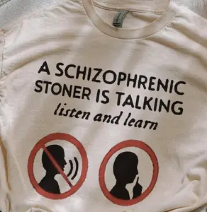 Schizophrenia Stoner Cursed T-Shirt Y2K Tee Funny TShirt Ironic Brainrot Meme Shirts That Go Hard Weirdcore TikTok Tee Y2K 90s Graphic Shirt