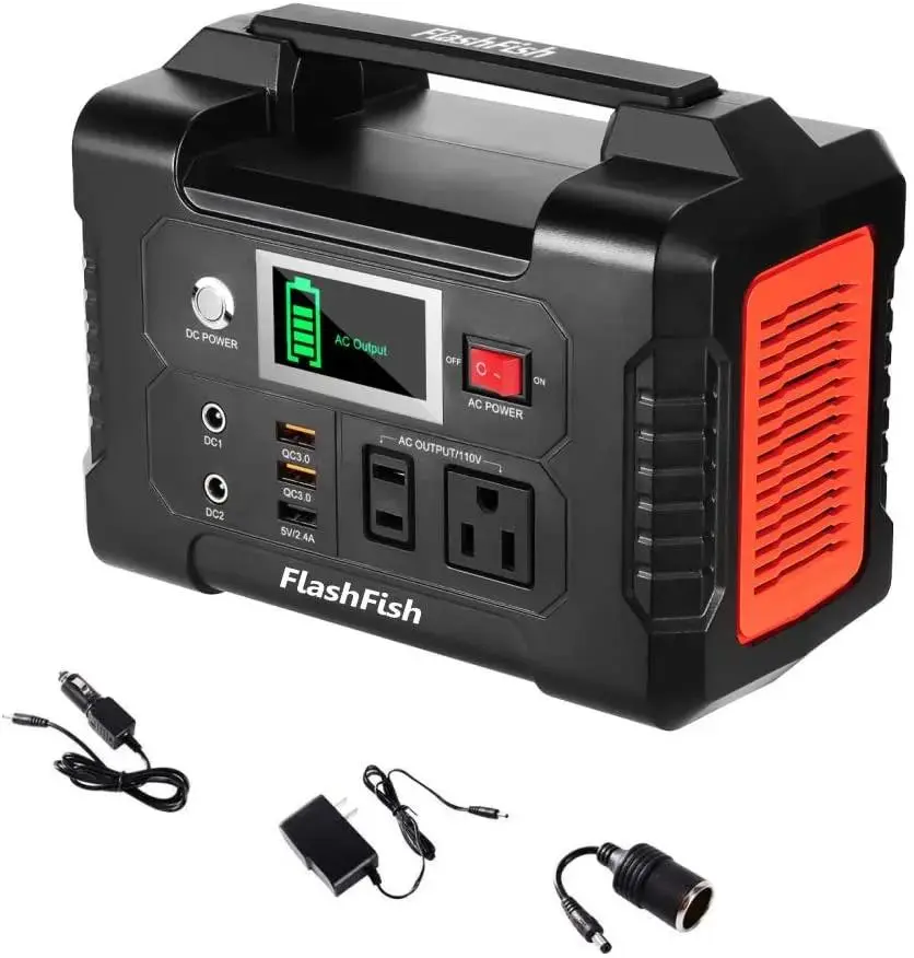 FlashFish 200W Portable Power Station 40800mAh Solar Generator with 110V AC Outlet, 2 DC Ports, 3 USB Ports – Backup Battery Pack for Outdoor Camping, Emergency Use (Home Improvement Power Supply)