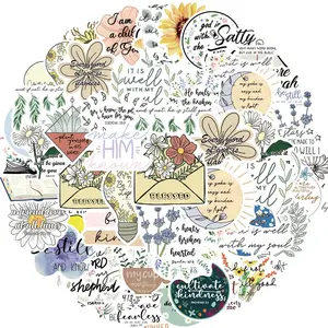 Inspirational Christian Sticker, 50pcs/set Motivational Sticker, Bible Verse Sticker for Journaling, Inspirational, Motivational & Uplifting Designs, Decor