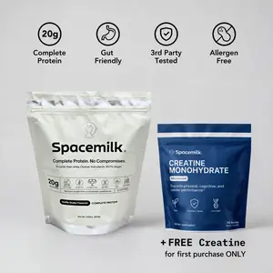 Spacemilk Yeast Protein | 20g Smooth Easy Digest Clean Nutrition | Vegan Complete Protein | Whey Replacement High Digestibility Formula | No Bloating No Artificial Sweeteners | Non GMO Gluten Free | Vanilla Chocolate Pumpkin Spice Unflavored