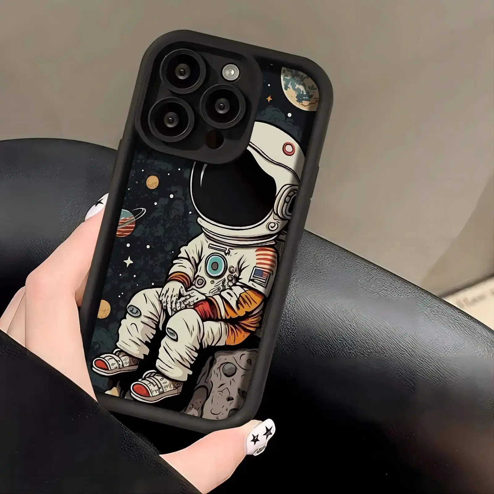 New Cartoon Space Astronaut Creative Smartphone Casing, Shockproof Full Protection Handheld Cellphone Case for iPhone 11/12/13/14/15/16 Pro Max/Plus/17 Air Devices, Holiday Gift for Family TY20, Accessories
