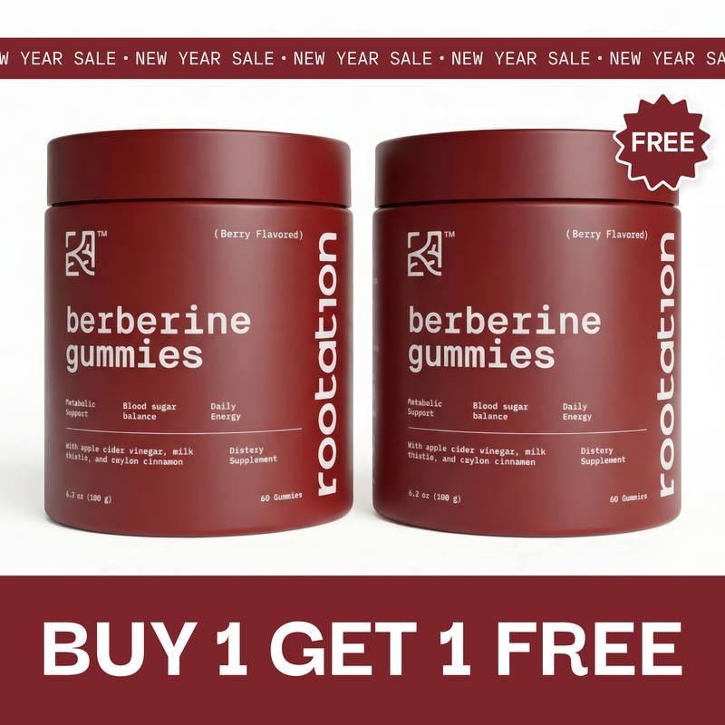 Pack of 2 Rootation Berberine Gummies 500 mg – Blood Sugar, Metabolism Support & Energy Balance – Sugar-Free, Mixed Berry Flavor – 60 Gummies (30-Day Supply) Dietary Supplement