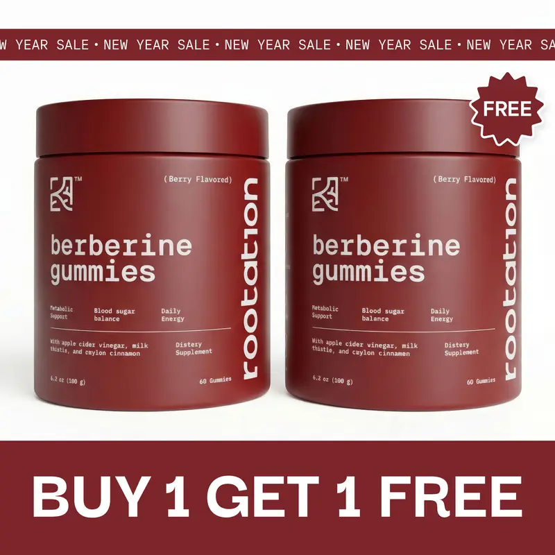 Pack of 2 Rootation Berberine Gummies 500 mg – Blood Sugar, Metabolism Support & Energy Balance – Sugar-Free, Mixed Berry Flavor – 60 Gummies (30-Day Supply) Dietary Supplement