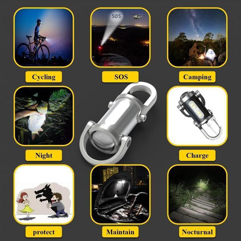 Multifunctional Rechargeable Keychain Light | 6 Lighting Modes, Portable COB Flashlight for Outdoor & Daily Use Great Gift for Him for Outdoor Activities