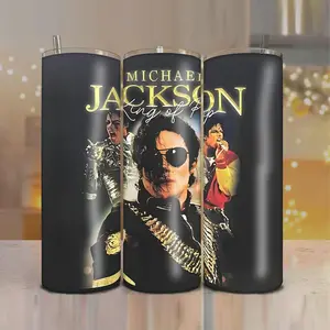 Michael Jackson King Of Pop 20oz & 40oz Skinny Tumbler – Retro Music Legend Stainless Steel Travel Mug, Concert Collage Design, Gift For Pop Music Fans