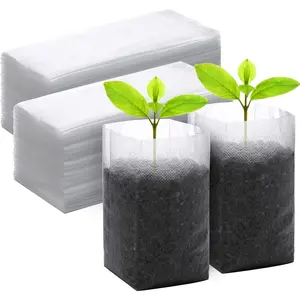 200 PCS 5.5"x6.3" Non-Woven Biodegradable Nursery Bags, Breathable Planting Container for Home Garden Tree, Flower Seedling Pouch Supplies,summervibes
