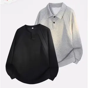 Men's Casual Sweatshirt Everyday Polo Shirt Long Sleeve V Neck Solid Color Pullover Comfortable Versatile Base Layer Fashion Retro Collared Button December Outfit