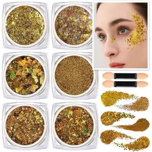 Face  Body Glitter, Hair Glitter Gel, 6 Shapes Rave Glitter, Festival Makeup  Chunky Sparkling Glitter Gel for Face, Body, Hair