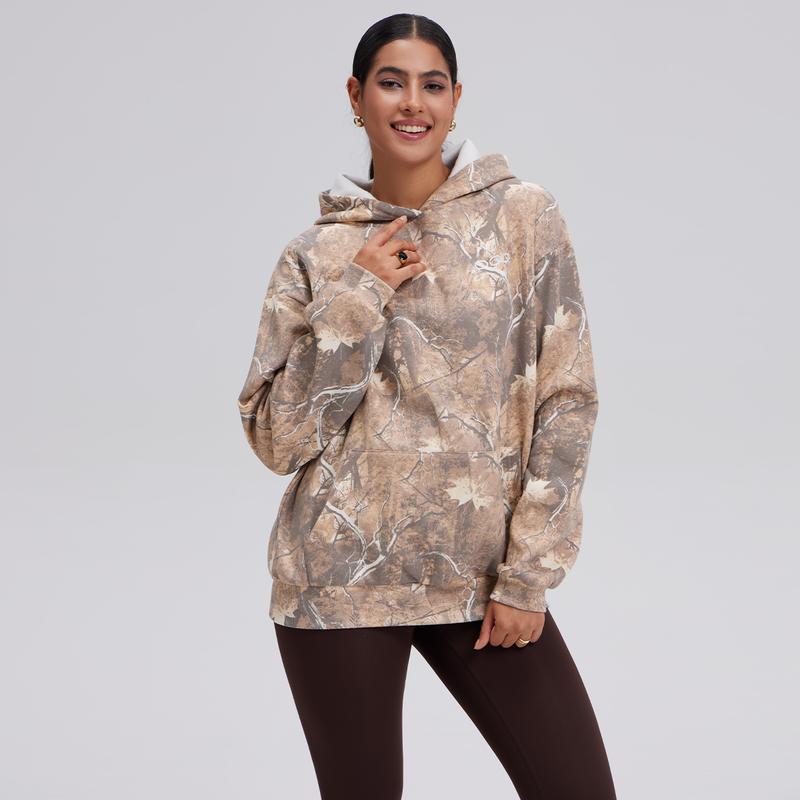 OQQ Womenswear Camo Printed Hoodies Oversized Sweatshirt Long Sleeve Casual Top Fall Trendy Pullover Hoodie with Pocket
