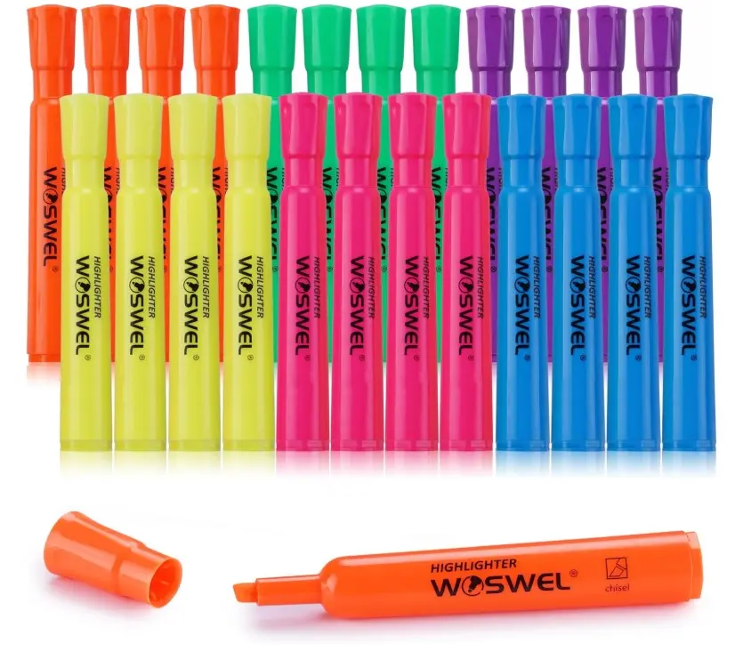 Highlighters Bulk,  Tank Style Highlighters Assorted Fluorescent Colors Set,  Colors Chisel Tip Highlighter Markers for Kid and Adult Coloring