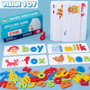 VISIUI TOY See And Spell Learning Toys Spelling Letter Matching Game Educational Wooden Puzzle Ideal for Kids Preschool Alphabet Tool Cards A great gift for Christmas, birthdays, or holidays.
