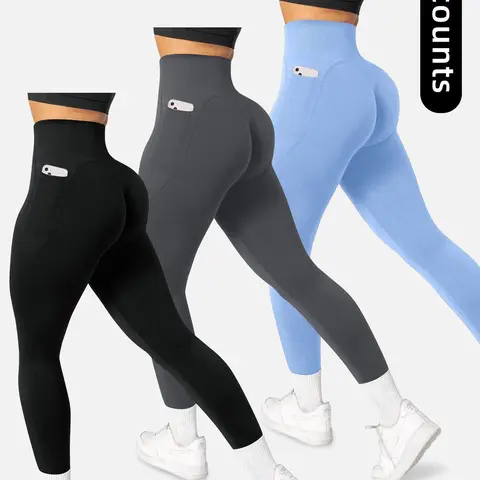 Women's High Waist Compression Pants with Pockets, Quick Dry Sporty Trousers for Yoga and Exercise, All Seasons Patchwork Design, Leggings for Workout, Activewear for Fitness Bottoms, High Waisted Leggings