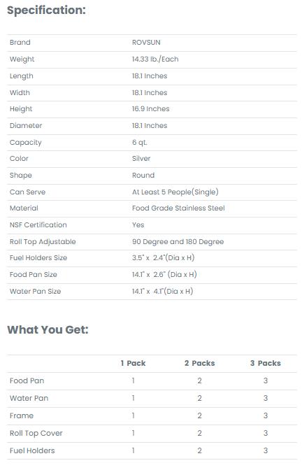 [TOP RATED - FLASH SALE] ROVSUN 6 QT Roll Top Round Silver Chafing Dish Buffet Set with Visible Window