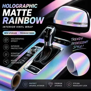 Car Wrap Film, Vinyl Car Sticker, Body Decal 30cm X 200cm, Matte Rainbow, Self-Adhesive, Durable, High-Quality, Fashionable
