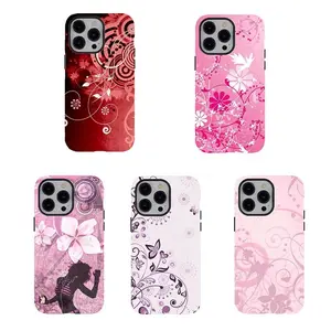 Y2K Pink Floral Phone Case for iPhone 17 16 15 14 13 12 11 8 7, Girly Coquette Aesthetic Cover, Cute Gift for Women and Girls