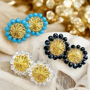 Handmade Hypoallergenic Gold Wire Wrapped Earrings with Mini Crystals Super Lightweight Boho Minimalist Crystal Earrings for Any Occasion