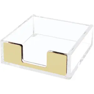 Gold Sticky Note Holder Clear Acrylic Yellow Post Note Pad Holders Memo Dispenser Case for Desk Office School Aesthetic Supplies Accessories (Pure Gold)