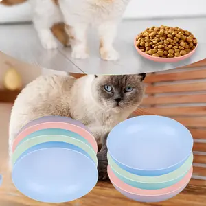 6 Pack Cat Food Bowl Set 5.5 Inch Shallow Cat Food Tray Whisker Fatigue Cat Food Tray Kitten Wide Wet Feeding Flat Cat Water Bowl for Indoor Pets Cat Puppy Supplies