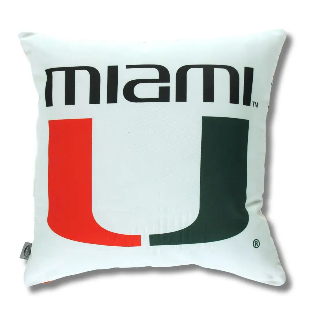 University of Miami Hurricanes Throw Pillow Cover, 22x22" UMiami Pillow Sham, Miami Hurricanes Dorm Decor